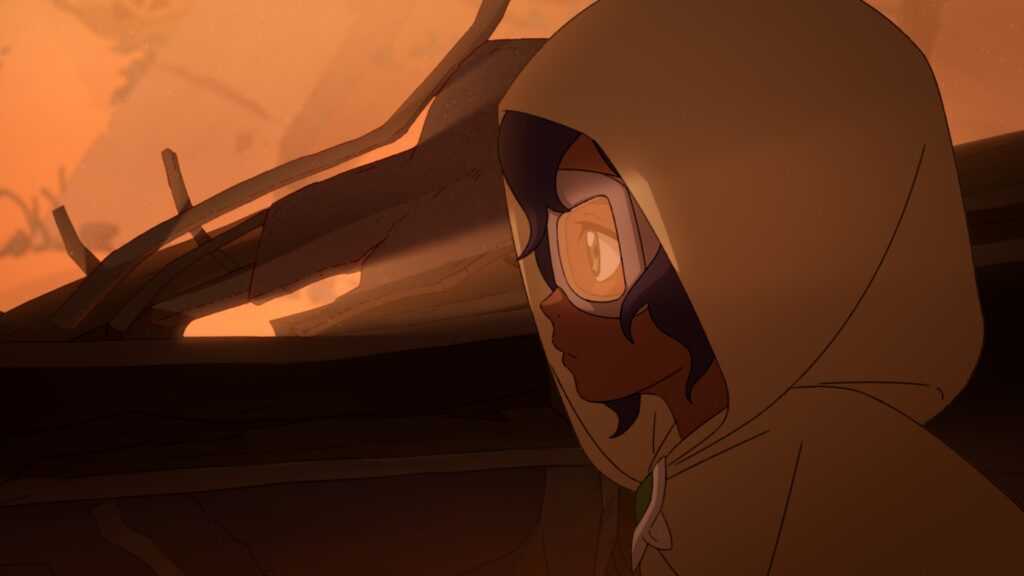 Pavi in a warm-lit scene